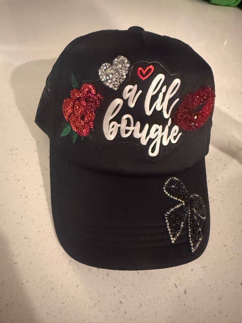 Bling Snapback Trucker Hat Lil Boujie Rhinestone Y2K Cap #streetwear